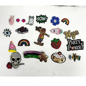 20 PC Assorted Sewing Applique Patches Iron on Sew On NEW Mixed